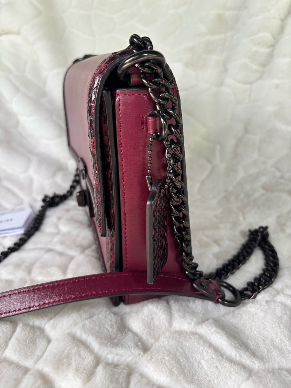 Coach Hutton Shoulder Bag With Snakeskin Detail - Picture 6 of 16